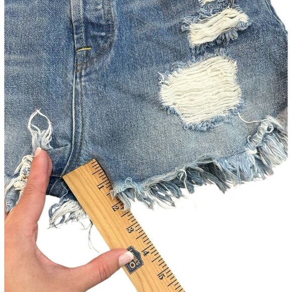 7 for All Man Kind Womens Cut-Off Jeans Shorts Size 25 Raw Hem Frayed Distressed - Picture 16 of 16